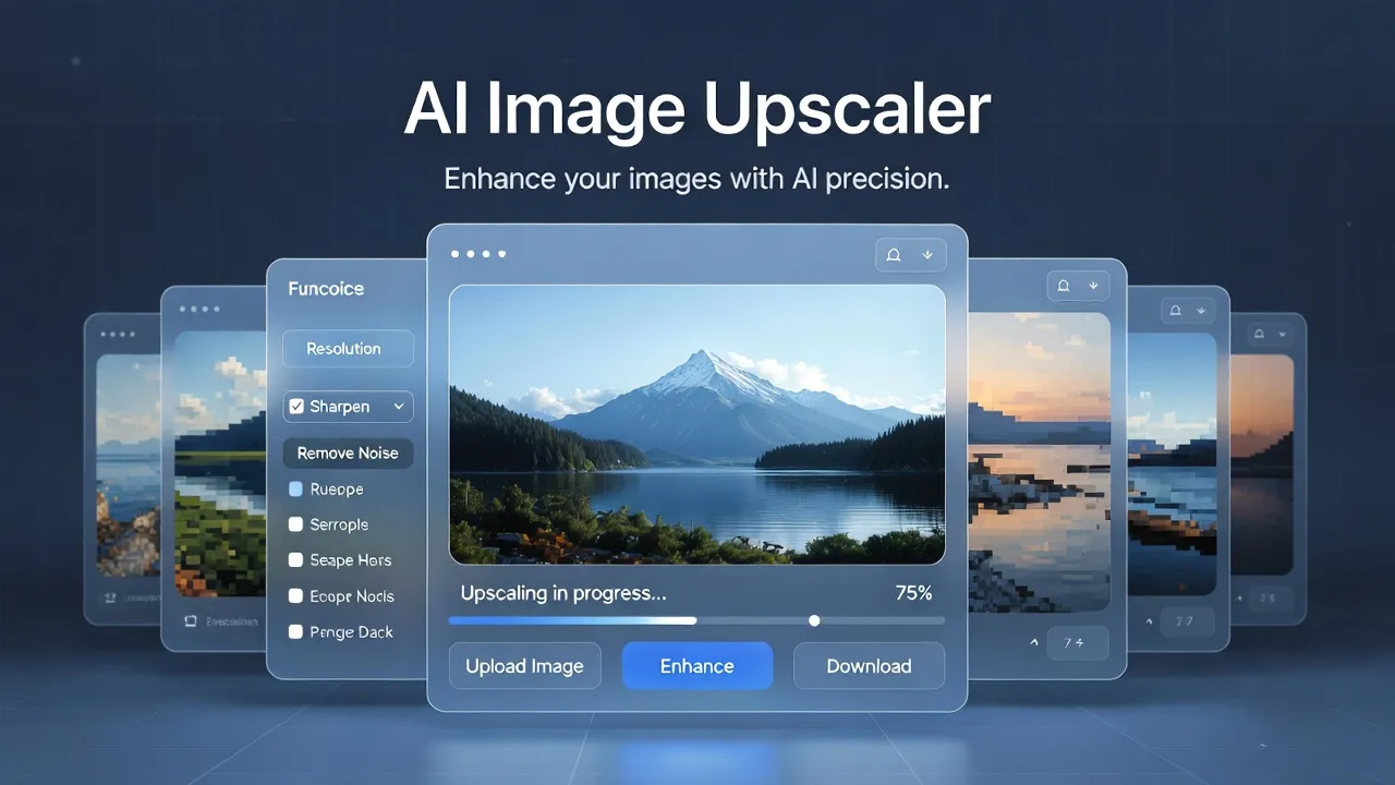 AI image upscaler - visual representing sharper, higher-resolution output from browser-based 2× and 4× upscale