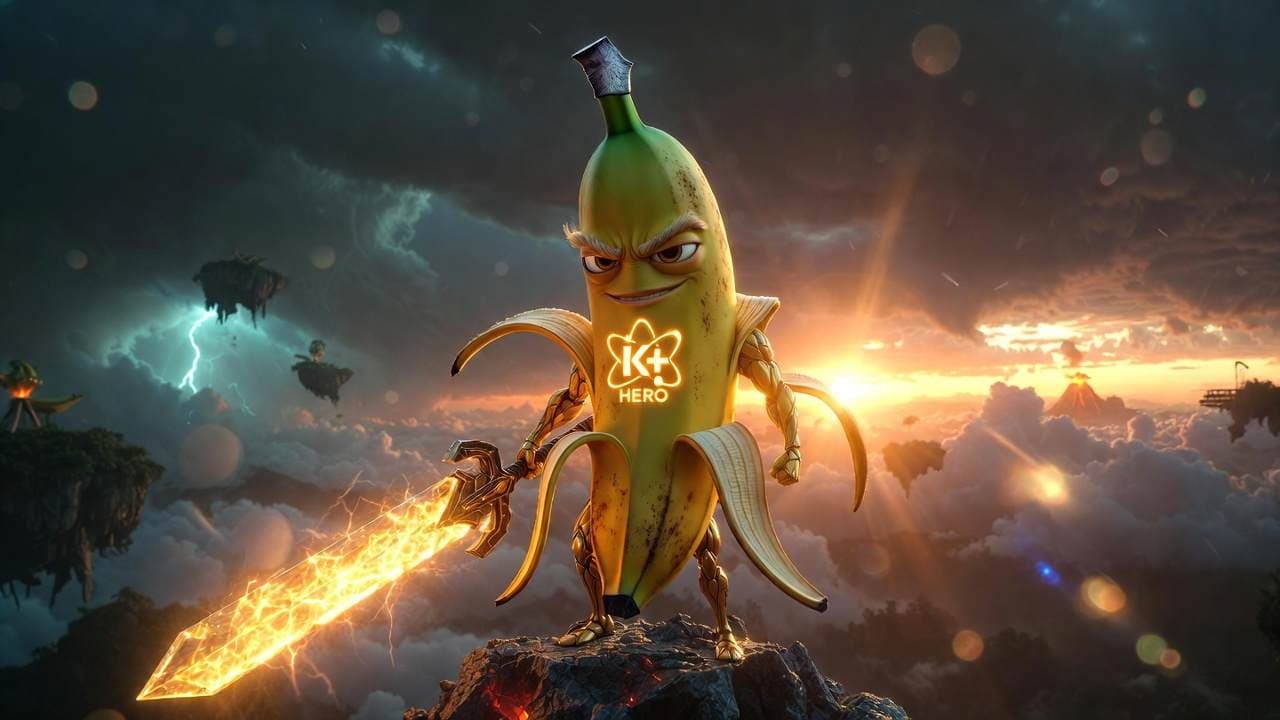 Nano Banana 2 AI image generation - heroic banana character example, Google Gemini 3.1 Flash Image creative output