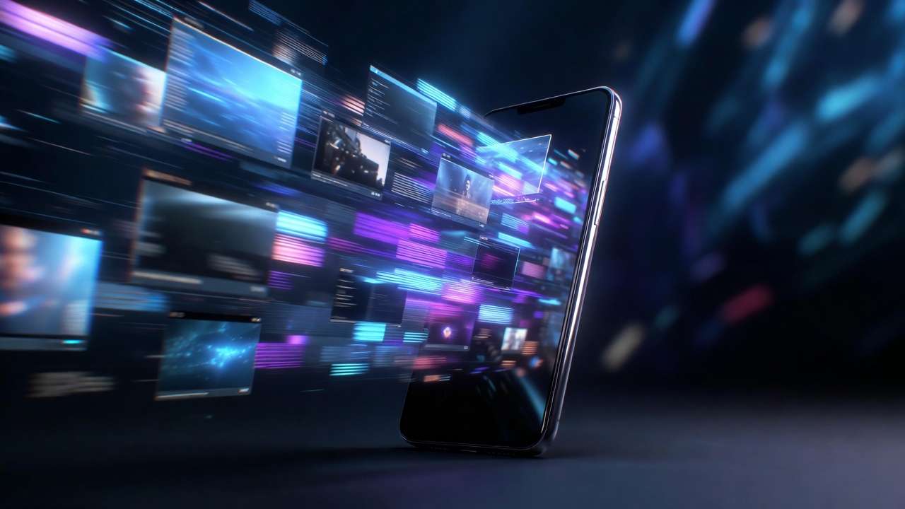 Tech landscape, digital elements