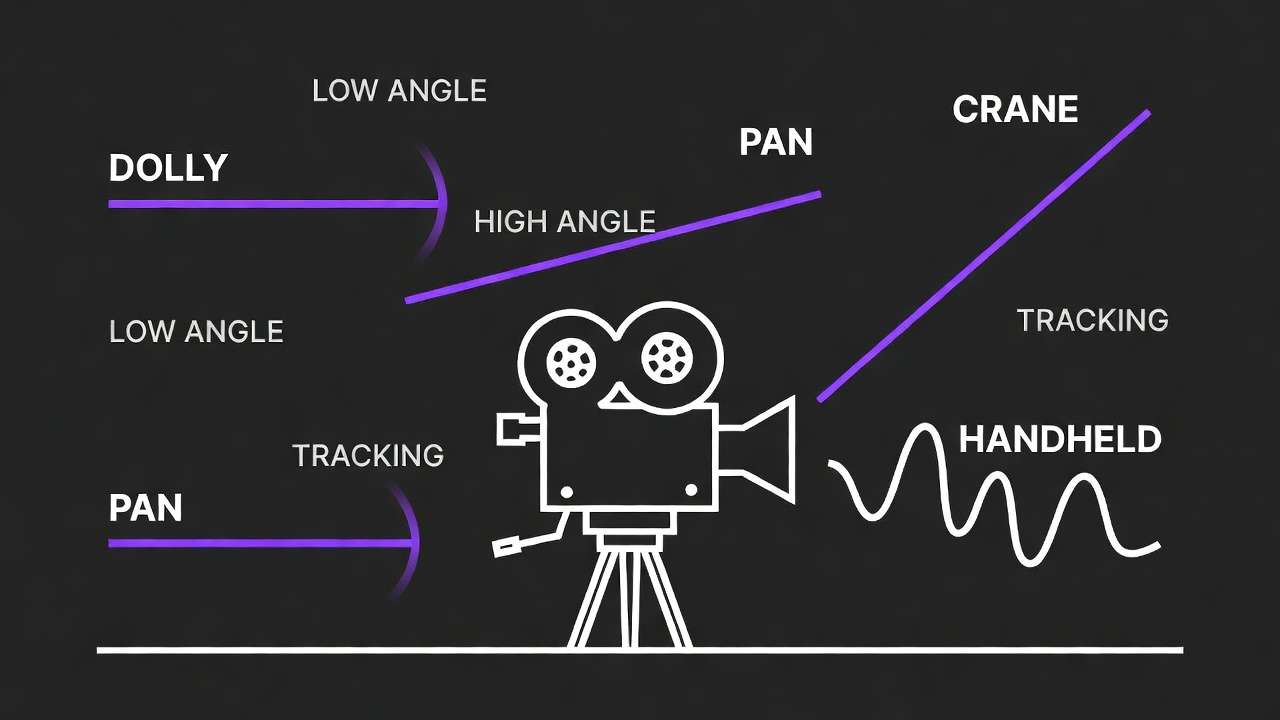 Infographic: Dolly, Pan, Crane, Handheld